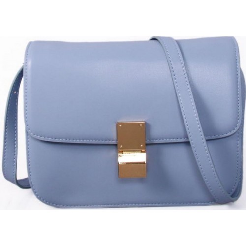 Celine Classic Box Small Flap Bag Glattleder C88007C Himmelblau