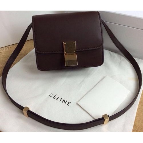 Celine Classic Box Mini Flap Bag Glattleder C11041T Burgund