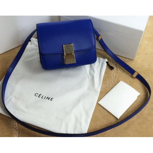 Celine Classic Box Mini Flap Bag Glattleder C11041T Königsblau