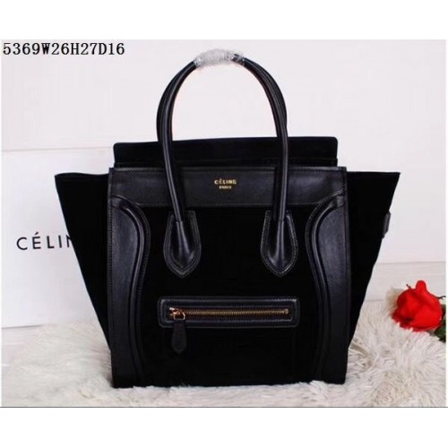 Celine Gepäck Micro Tragetasche Original Wildleder CL5369 Schwarz