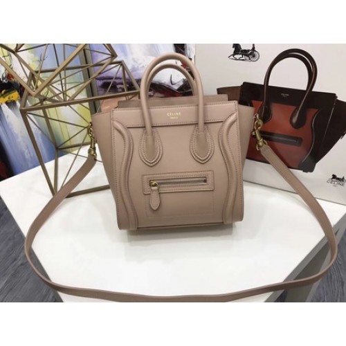 Celine Luggage Nano Einkaufstasche Original Leder CC3560 Apricot
