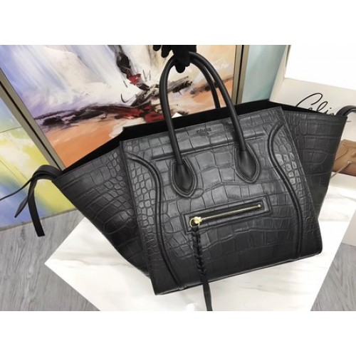 Celine Gepäck Phantom Tragetasche Krokoleder CT3372 Schwarz