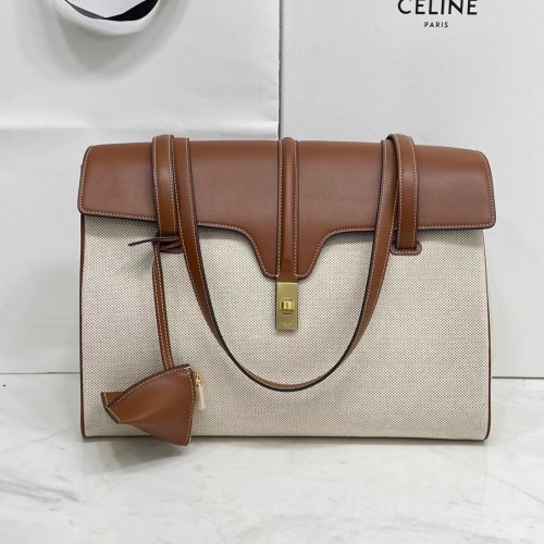 Celine MEDIUM SOFT 16 TASCHE AUS GLATTEM KALBSLEDER CR94043 DUNKLE EICHE
