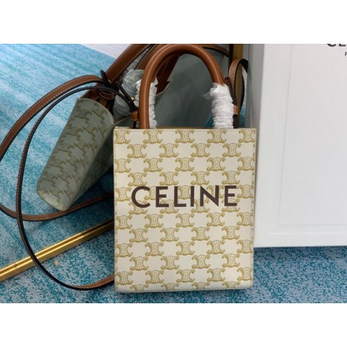 Celine MINI CABAS VERTIKAL IN TRIOMPHE CANVAS 194372 weiß