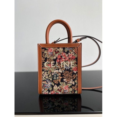 Celine MINI CABAS VERTIKAL IN TRIOMPHE CANVAS CL01540 Braun