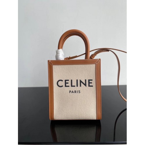 Celine MINI CABAS VERTIKAL IN TRIOMPHE CANVAS CL01541 Braun