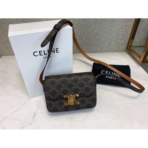 Celine MINI FOLCO TASCHE AUS TRIOMPHE CANVAS CL01503 hellbraun