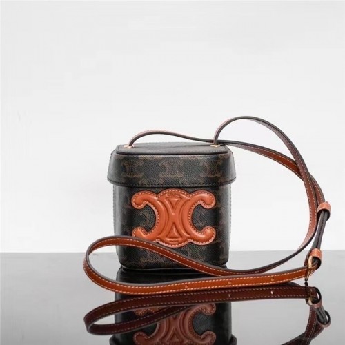 Celine MINI TEEN CLASSIC BAG IN TRIOMPHE CANVAS UND KALBSLEDER 199263 schwarz