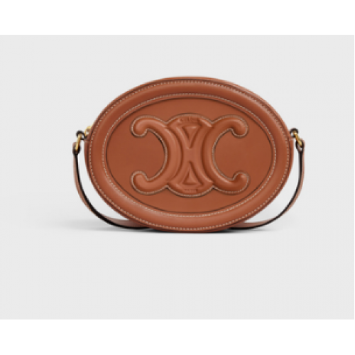 Celine OVAL TASCHE CUIR TRIOMPHE AUS GLATTEM KALBSLEDER 198603 BRAUN