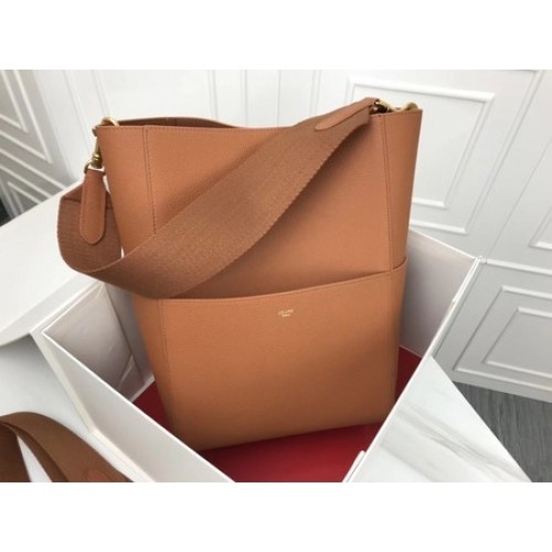 Celine SEAU SANGLE Cabas Taschen Original Kalbsleder 3369 Braun