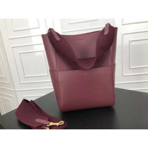 Celine SEAU SANGLE Cabas Taschen Original Kalbsleder 3369 Wein