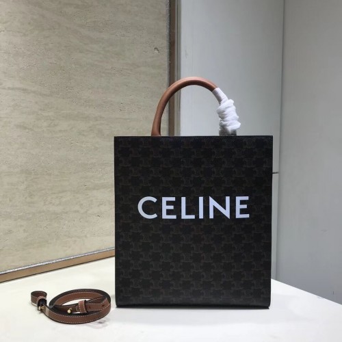 Celine KLEINE CABAS VERTIKAL IN TRIOMPHE CANVAS CL01542 hellbraun