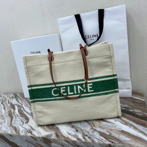 Celine SQUARED CABAS CELINE IN PLEIN SOLEIL TEXTIL UND KALBSLEDER 192172 GREEN&TAN