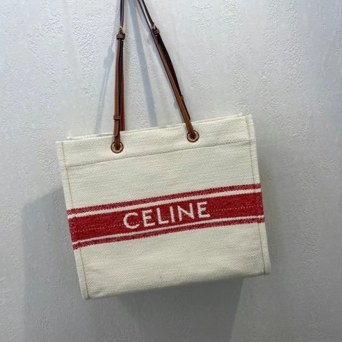 Celine SQUARED CABAS CELINE IN PLEIN SOLEIL TEXTIL UND KALBSLEDER 192172 RED&TAN