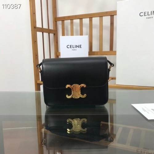 Celine TEEN TRIOMPHE TASCHE AUS GLÄNZENDEM KALBSLEDER MINERAL 188423 schwarz