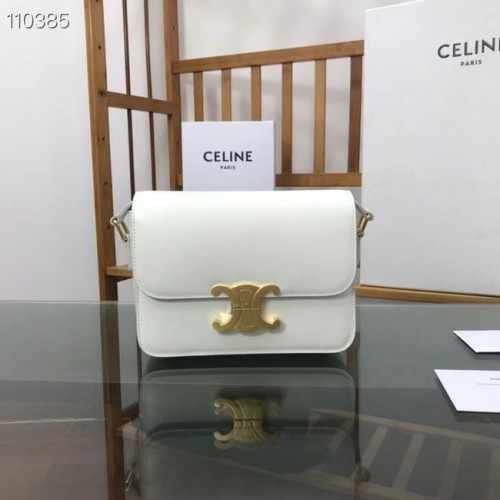 Celine TEEN TRIOMPHE TASCHE AUS GLÄNZENDEM KALBSLEDER MINERAL 188423 weiß