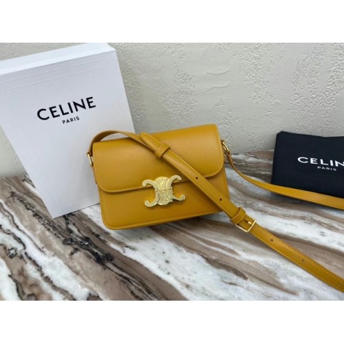Celine TEEN TRIOMPHE TASCHE AUS GLÄNZENDEM KALBSLEDER MINERAL 188423 gelb