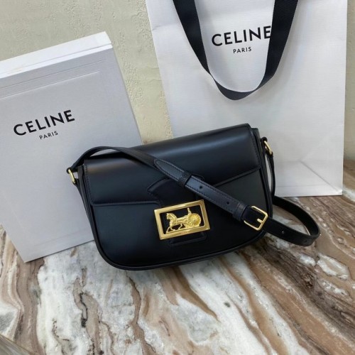 Celine TEEN TRIOMPHE TASCHE AUS GLÄNZENDEM KALBSLEDER MINERAL 195302 schwarz