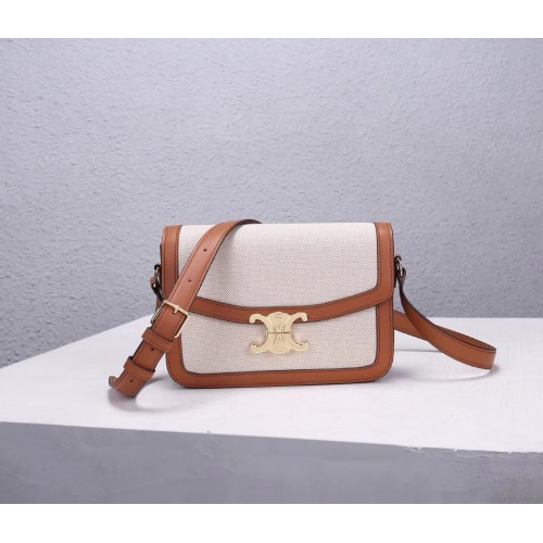 Celine TEEN TRIOMPHE TASCHE AUS TRIOMPHE CANVAS UND KALBSLEDER CL87368 weiß