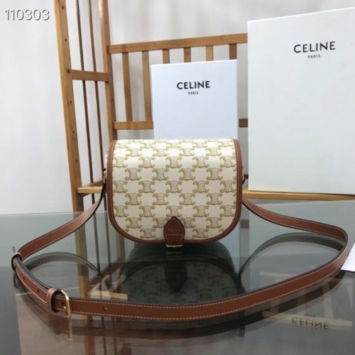 Celine TRIOMPHE SCHULTERTASCHE AUS TRIOMPHE CANVAS UND KALFKSIN 191502 WEISS