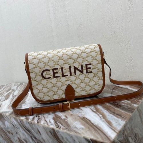 Celine TRIOMPHE SCHULTERTASCHE AUS TRIOMPHE CANVAS UND KALFKSIN 193902 WEISS