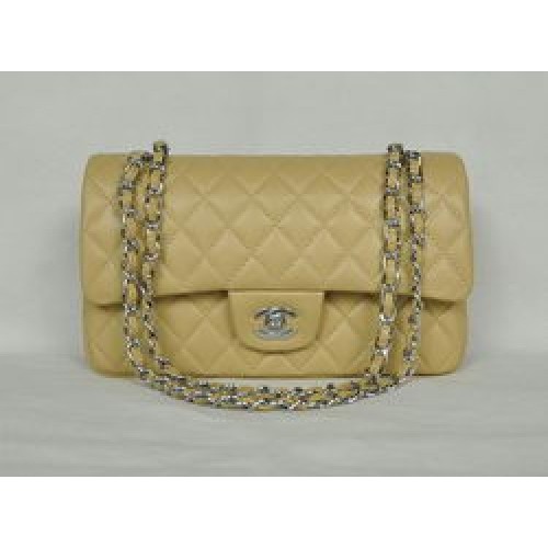 Chanel Classic Flap Bag 1112 Apricot Leder Silber Hardware