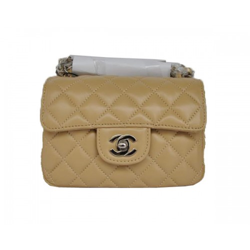 Günstige Chanel Classic Mini Flap Bag 1115 Aprikose Schaffell Silber Hardware