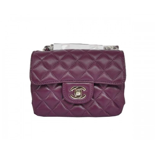 Günstige Chanel Classic Mini Flap Bag 1115 Lila Schaffell Silber Hardware