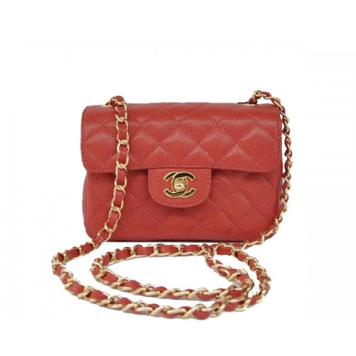 Günstige Chanel Classic Mini Flap Bag 1115 Rotes Leder Goldene Hardware