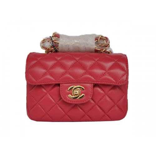 Günstige Chanel Classic Mini Flap Bag 1115 Rose Sheepskin Golden Hardware