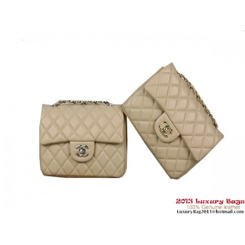 Chanel 1115 Mini Classic Flap Bag Schafsleder Apricot