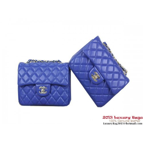 Chanel 1115 Mini Classic Flap Bag Schaffell Leder Blau
