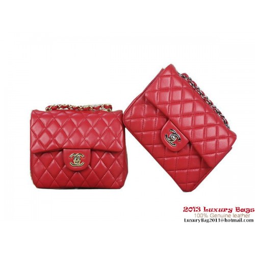 Chanel 1115 Mini Classic Flap Bag Schafsleder Rot
