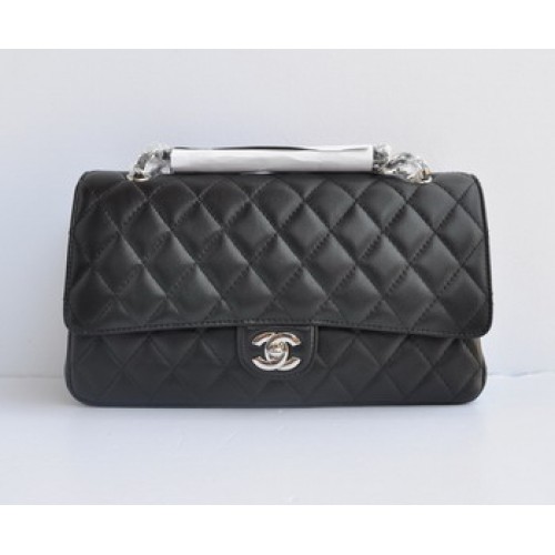 Chanel Marble 2.55 Double Flap Handtasche 1113 Schwarz mit Silberkette