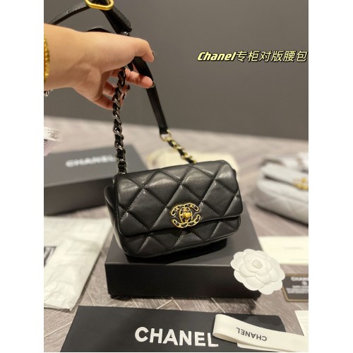 Chanel 19 Gürteltasche Original Schafsleder AS2388 Schwarz