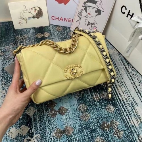 Chanel 19 Überschlagtasche AS1160 AS1161 AS1162 hellgelb