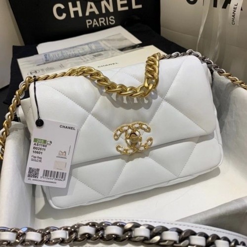 Chanel 19 Überschlagtasche AS1160 Weiß