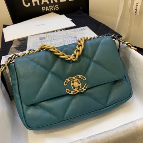 Chanel 19 Überschlagtasche AS1160 dunkelgrün