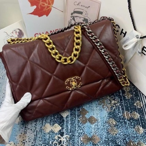 Chanel 19 Überschlagtasche AS1162 Burgund