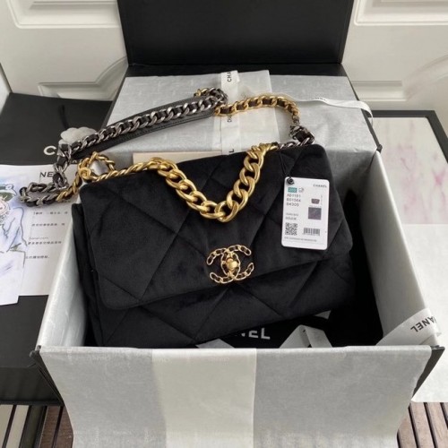 Chanel 19 Überschlagtasche Samt AS1161 schwarz
