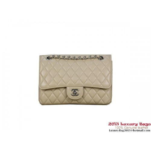 Chanel 2.55 Classic Flap Bag Aprikose Schafsleder Silber