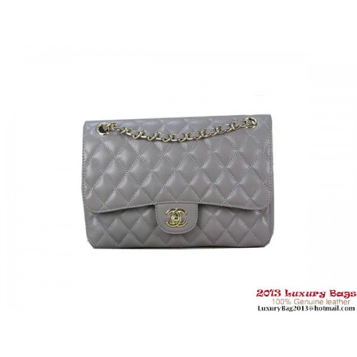 Chanel 2.55 Classic Flap Bag Grau Original Cannage Patterns Leder Gold