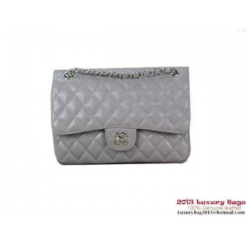 Chanel 2.55 Classic Flap Bag Grau Original Cannage Patterns Leder Silber