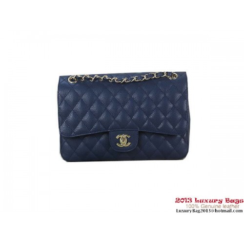 Chanel 2.55 Classic Flap Bag RoyalBlue Original Cannage Patterns Leder Gold