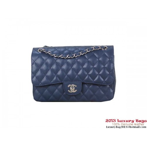 Chanel 2.55 Classic Flap Bag RoyalBlue Original Cannage Patterns Leder Silber