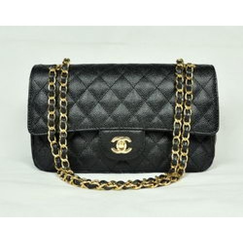 Chanel 2.55 Quilted Flap Bag 1112 Schwarz mit goldener Hardware