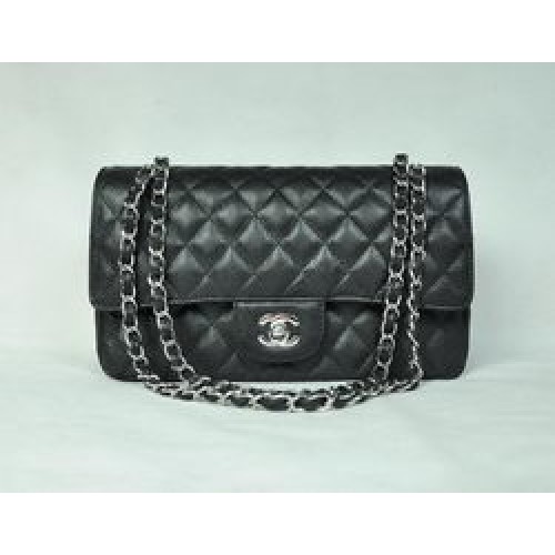 Chanel 2.55 Quilted Flap Bag 1112 Schwarz mit silberner Hardware