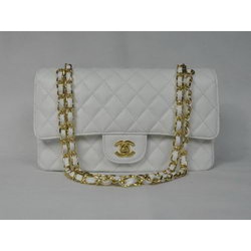 Chanel 2.55 Quilted Flap Bag 1112 Weiß mit goldener Hardware