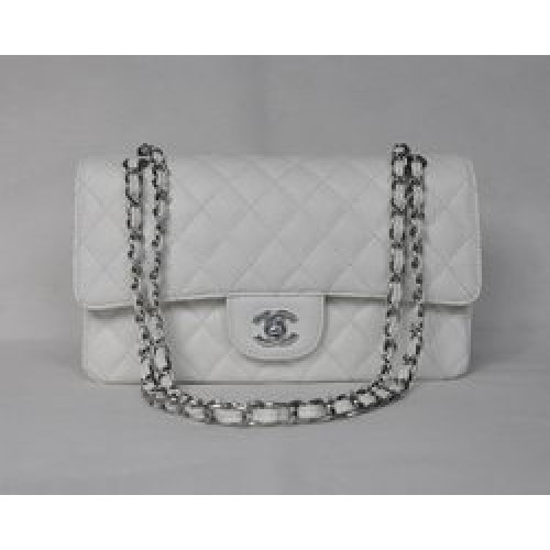 Chanel 2.55 Quilted Flap Bag 1112 Weiß mit silberner Hardware