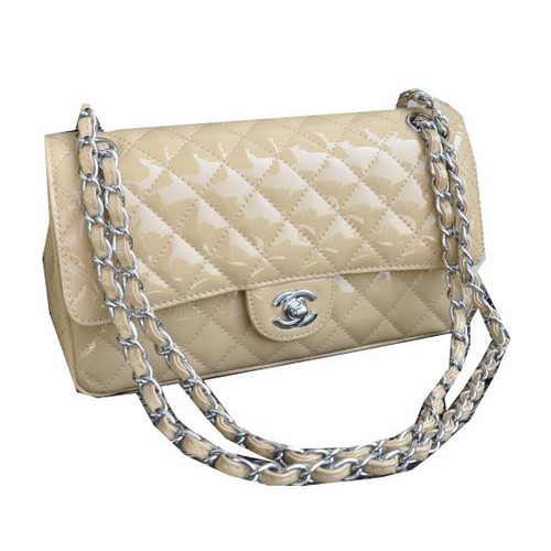 Chanel 2.55 Series Tasche Aprikose Schafsleder CHA1112 Silber